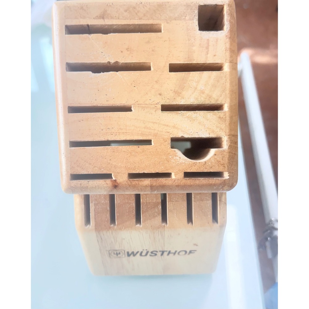 Wüsthof 17 Slot Natural Wood Knife Block Empty Countertop Storage